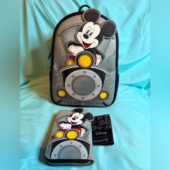 Loungefly x Disney Mickey Mouse Conductor Light Up Train Backpack & Wallet
